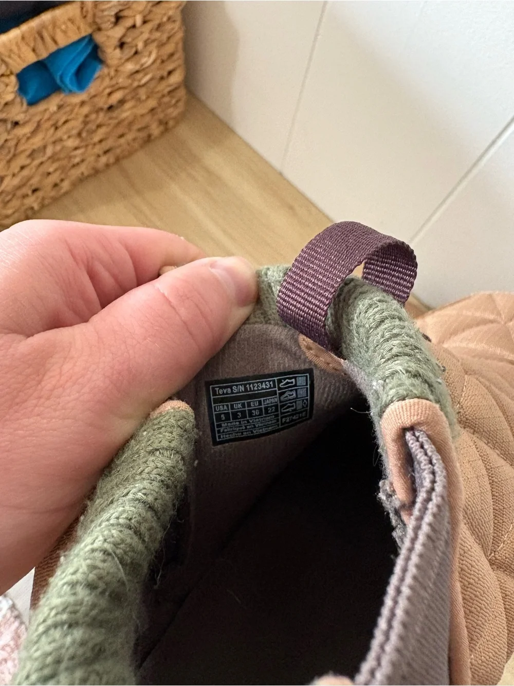 Teva Taupe Quilted Slip-On Ankle Boot with Olive Knit Collar